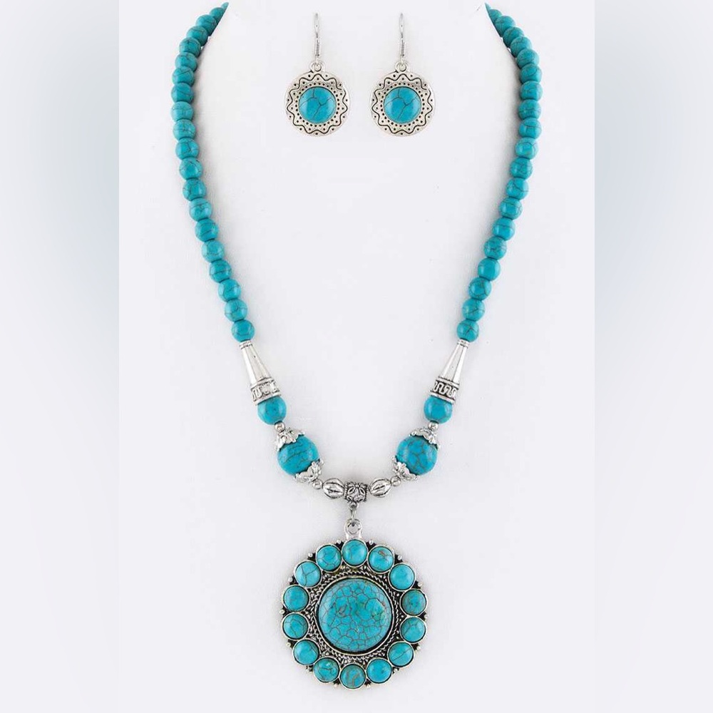 Turquoise Pendant Statement Necklace